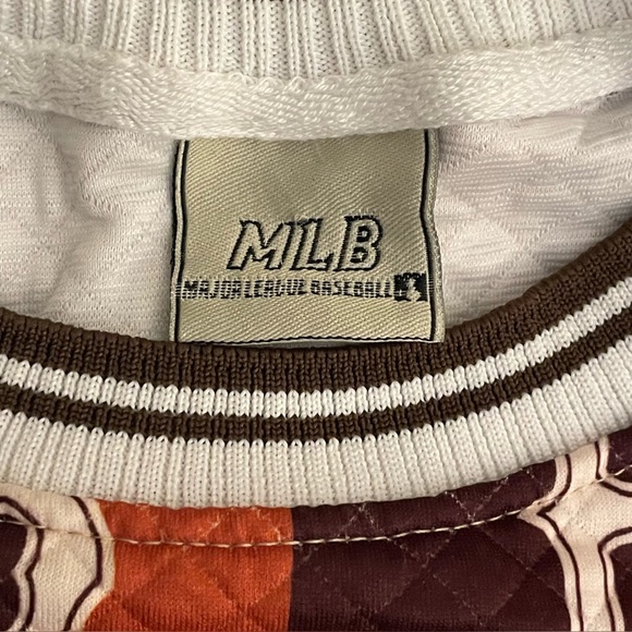 MLB Korea Boston Red Sox Sweatshirt Mens Medium Brown Rust Sweater Argyle Cube - Picture 8 of 8